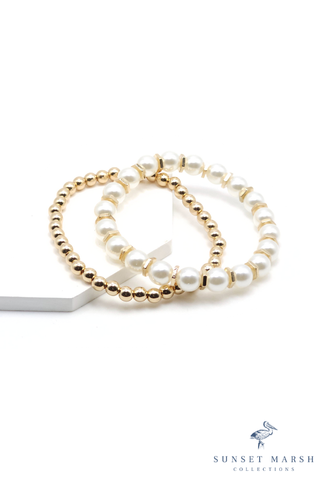 Pearl Unity Duet - Gold Bracelet - Sunset Marsh Collections