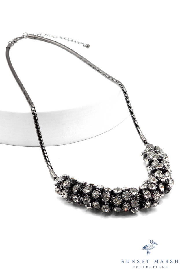 Crystal Contour - Hematite Necklace - Sunset Marsh Collections