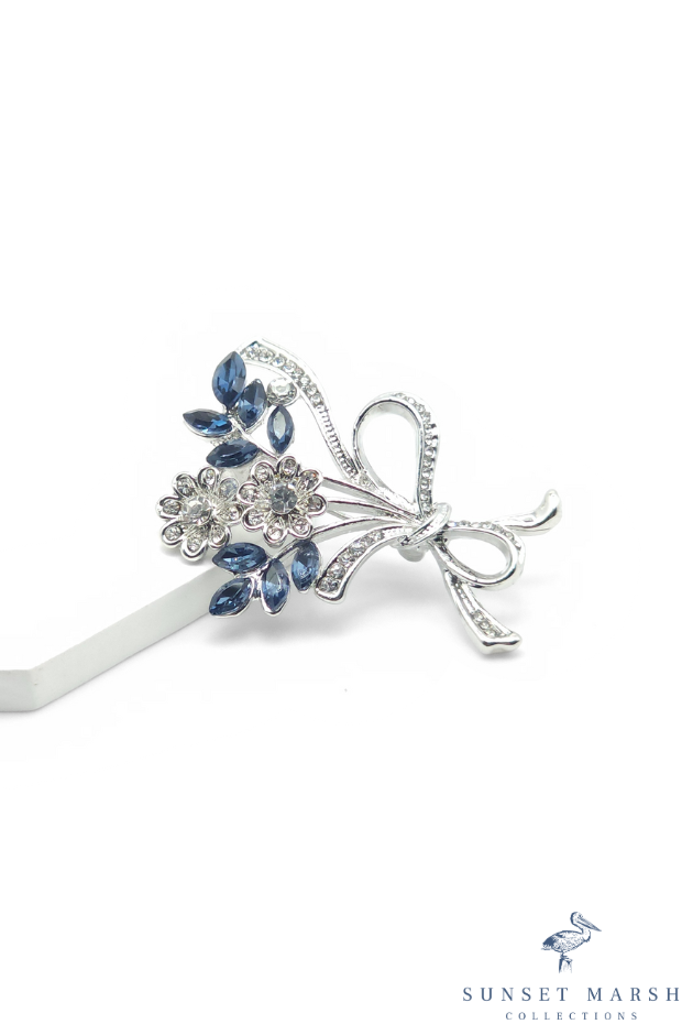Midnight Bloom - Blue Brooch - Sunset Marsh Collections