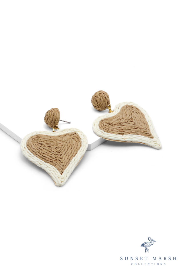 Woven Heartland - Beige Earrings - Sunset Marsh Collections