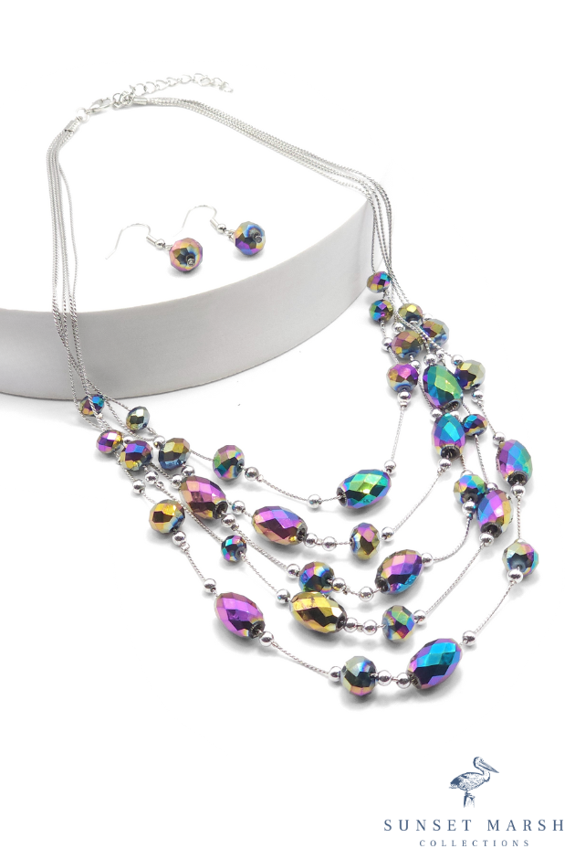 Prismatic Cascade - Multi Necklace Set - Sunset Marsh Collections